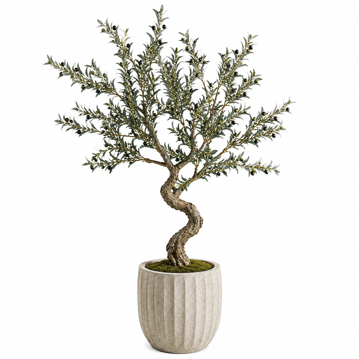 Olivier artificiel 150 cm en plastique vert avec pot style bonsaï pour décoration intérieure