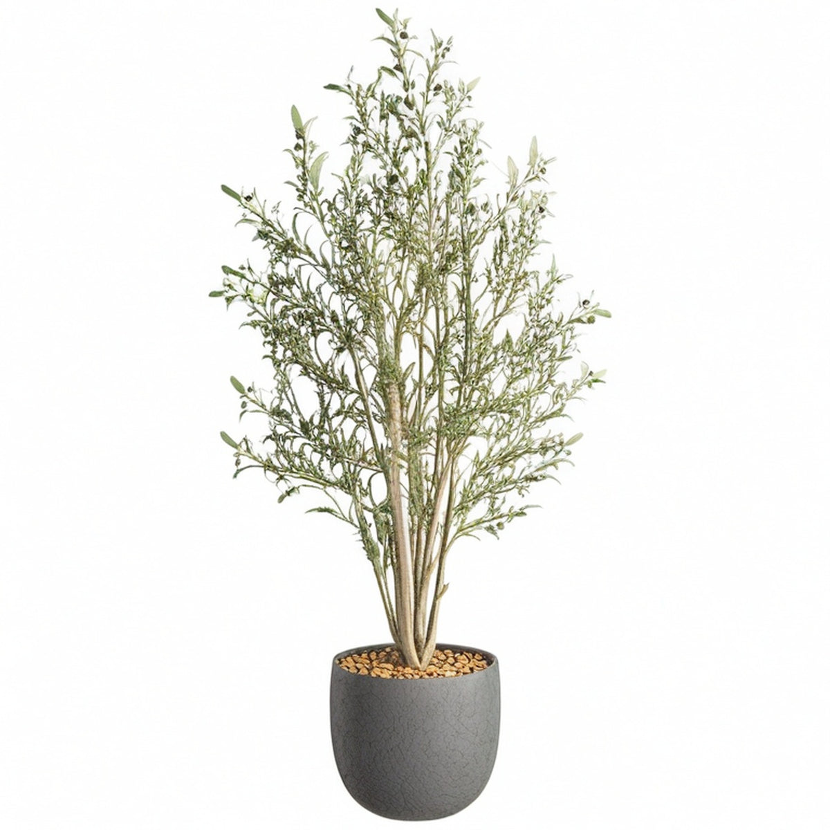 Arbre artificiel olivier 180 cm en plastique vert avec pot décoratif pour intérieur