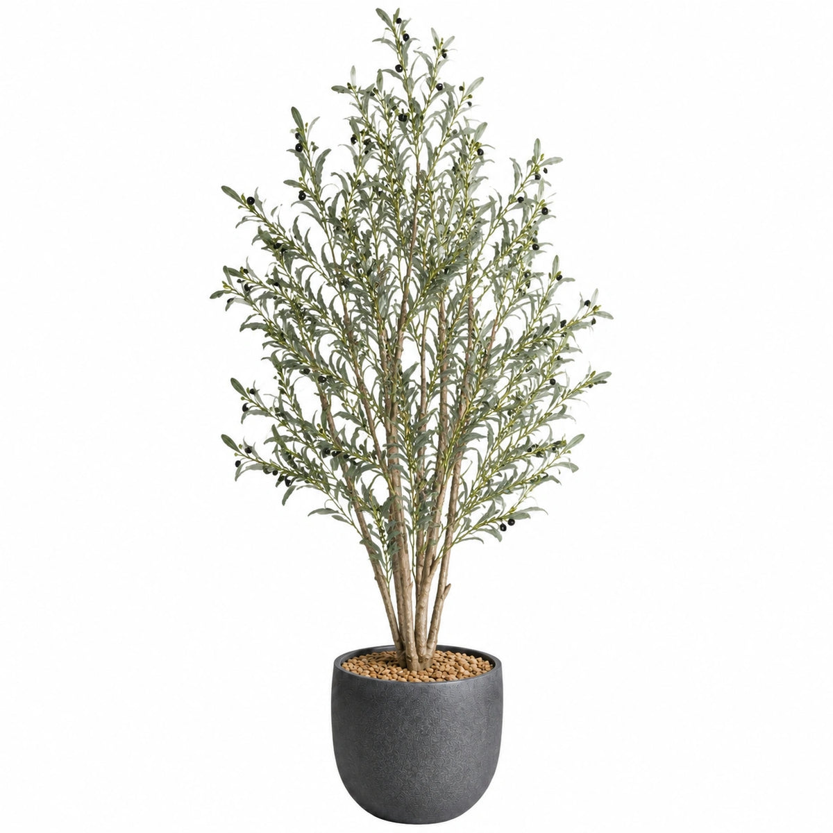 Arbre artificiel olivier 180 cm en plastique vert avec pot décoratif pour intérieur