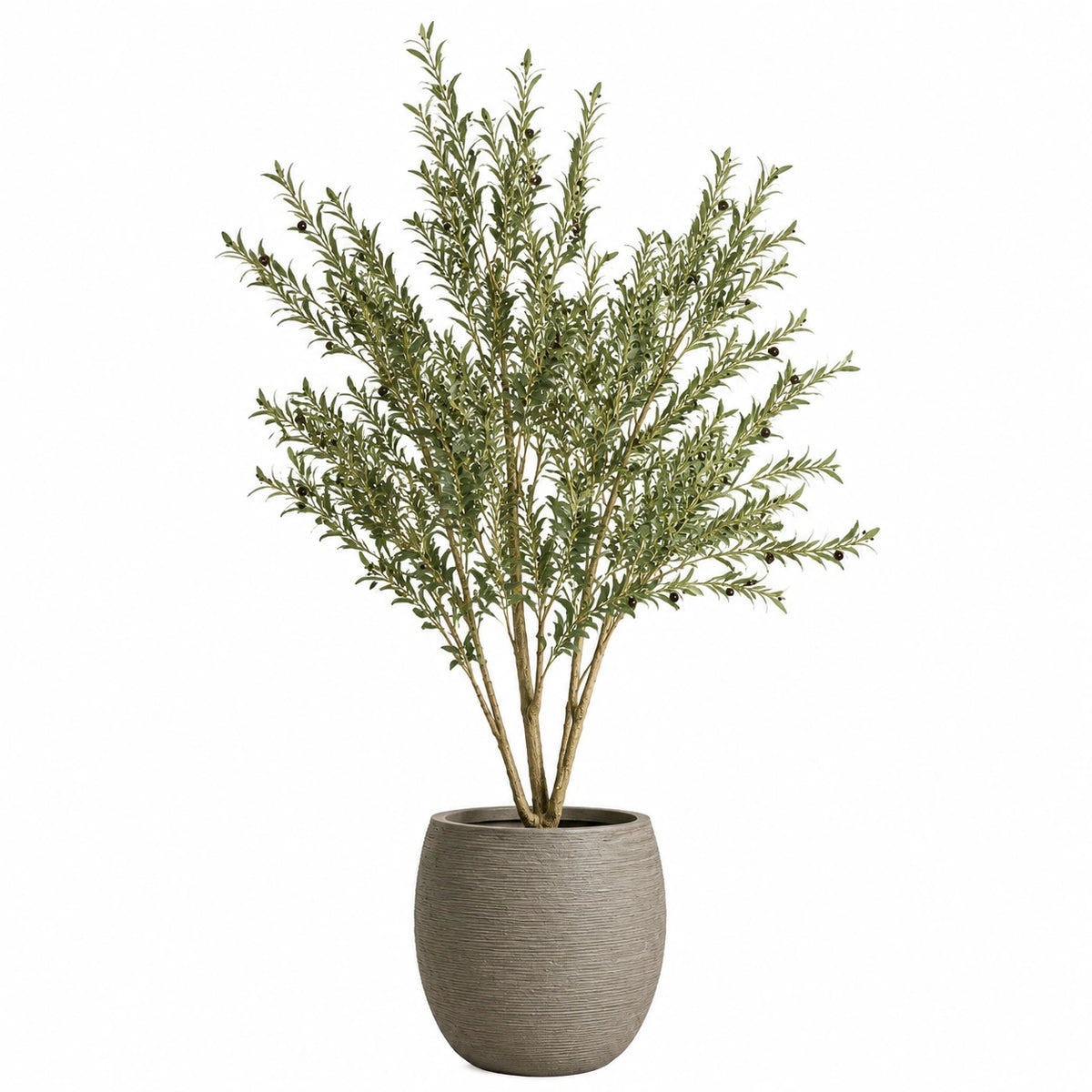 Arbre artificiel olivier 180 cm vert en plastique pour intérieur avec pot décoratif
