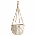 Pot de fleurs suspendu diamètre 18 cm en céramique blanc avec suspension macramé