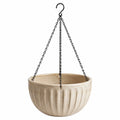 Pot de fleurs suspendu 25 cm en céramique beige avec chaînes métalliques