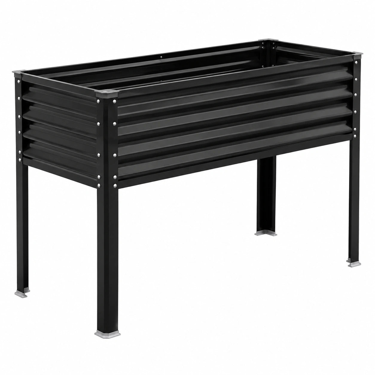 Jardinière surélevée 120 x 60 x 80 cm en métal noir pour extérieur
