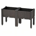 Lot de 2 jardinières surélevées 80 x 30 x 70 cm en plastique noir tressé - culture extérieure