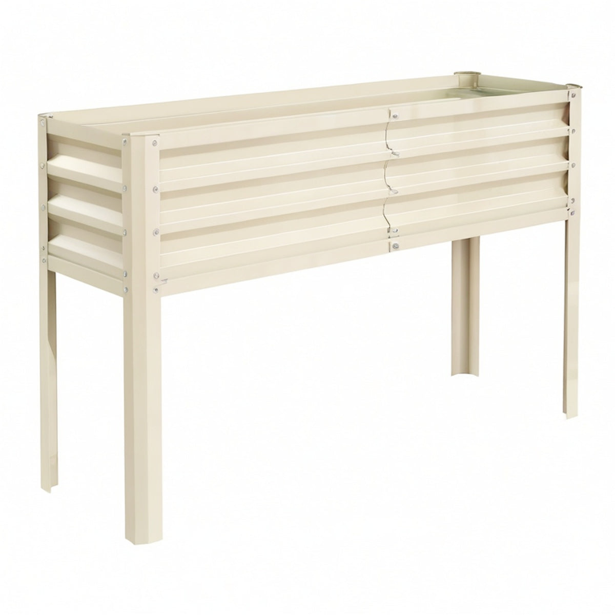 Jardinière surélevée 120 x 40 x 80 cm en acier beige - bac de culture extérieur sur pieds