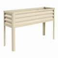 Jardinière surélevée 120 x 40 x 80 cm en acier beige - bac de culture extérieur sur pieds