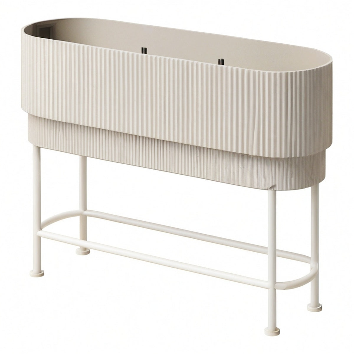 Jardinière surélevée 100 x 30 x 80 cm en métal crème pour extérieur