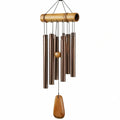 Carillon éolien 80 cm en métal et bois brun style rustique suspendu