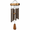 Carillon éolien 80 cm en métal et bois brun style rustique suspendu