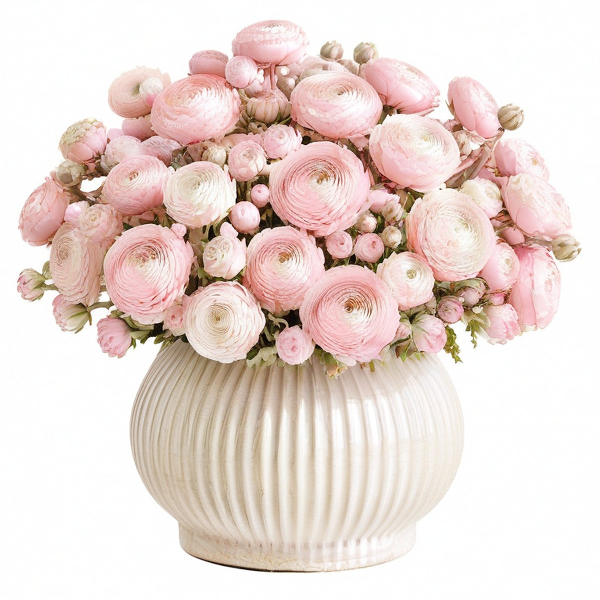 Plante artificielle en pot 52 cm renoncules roses en polyester style floral décoratif