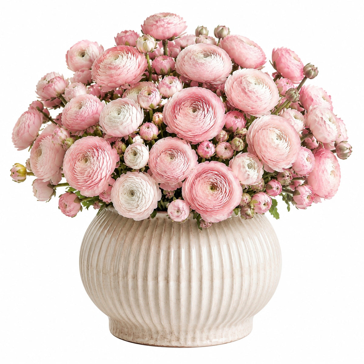 Plante artificielle en pot 52 cm renoncules roses en polyester style floral décoratif