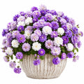 Plante artificielle en pot 45 cm fleurs violettes blanches feuillage vert décoration intérieure