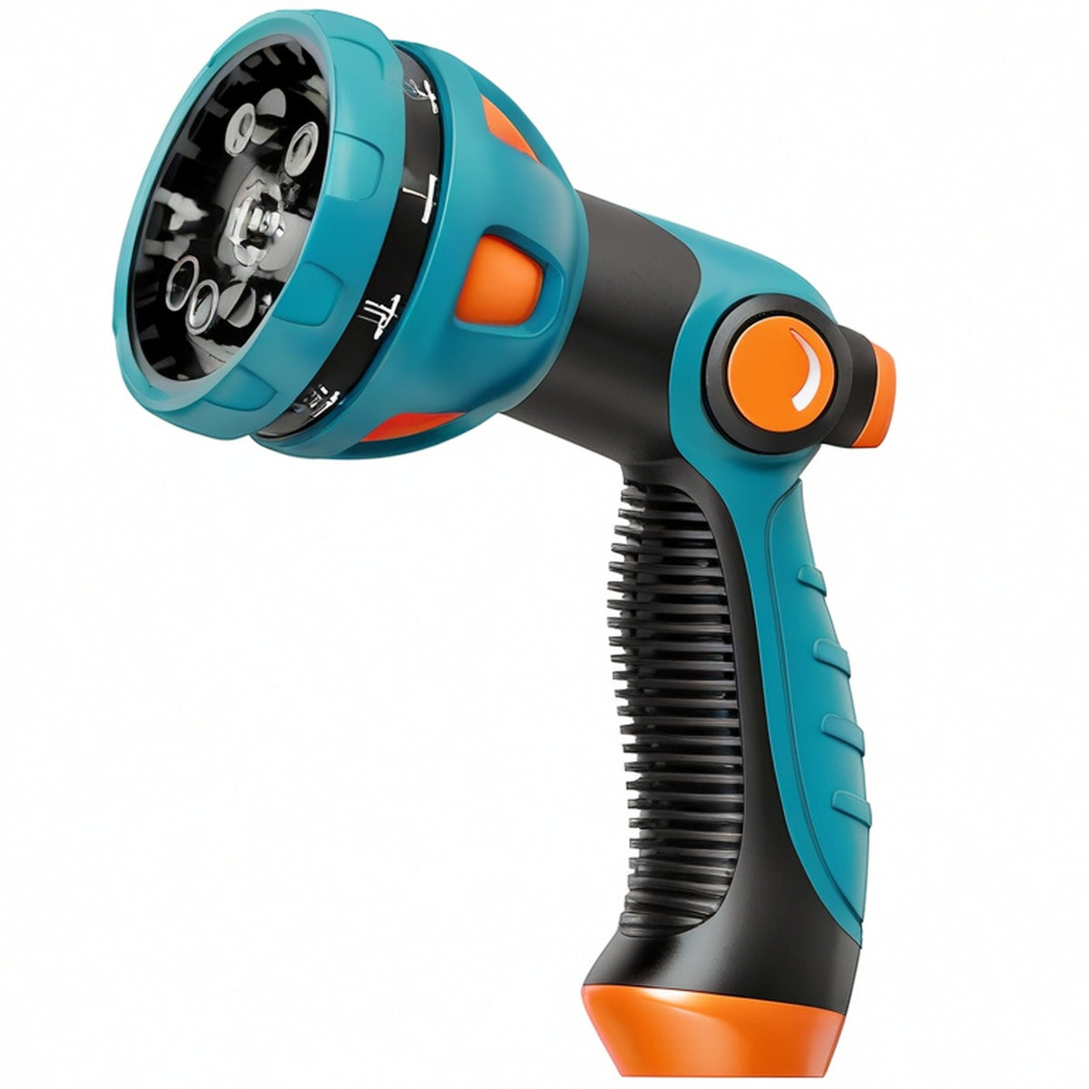 Pistolet d'arrosage 20 x 15 cm en plastique bleu noir orange à modes de pulvérisation réglables