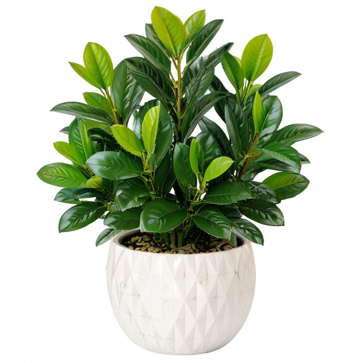 Plante verte artificielle 120 cm en plastique vert avec pot en céramique décoratif